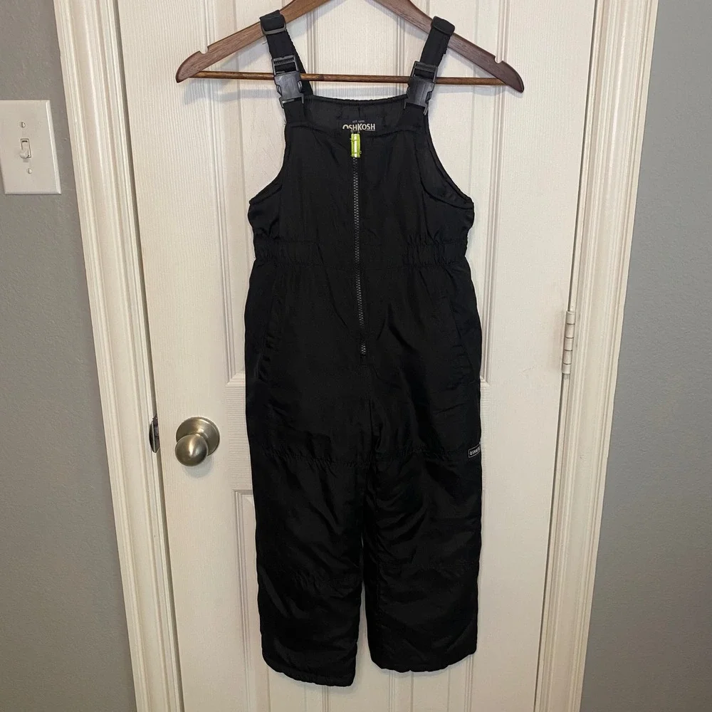 OshKosh Bgosh Kids Large 7 Black Insulated Snow Bib Overalls‎ Ski Pants